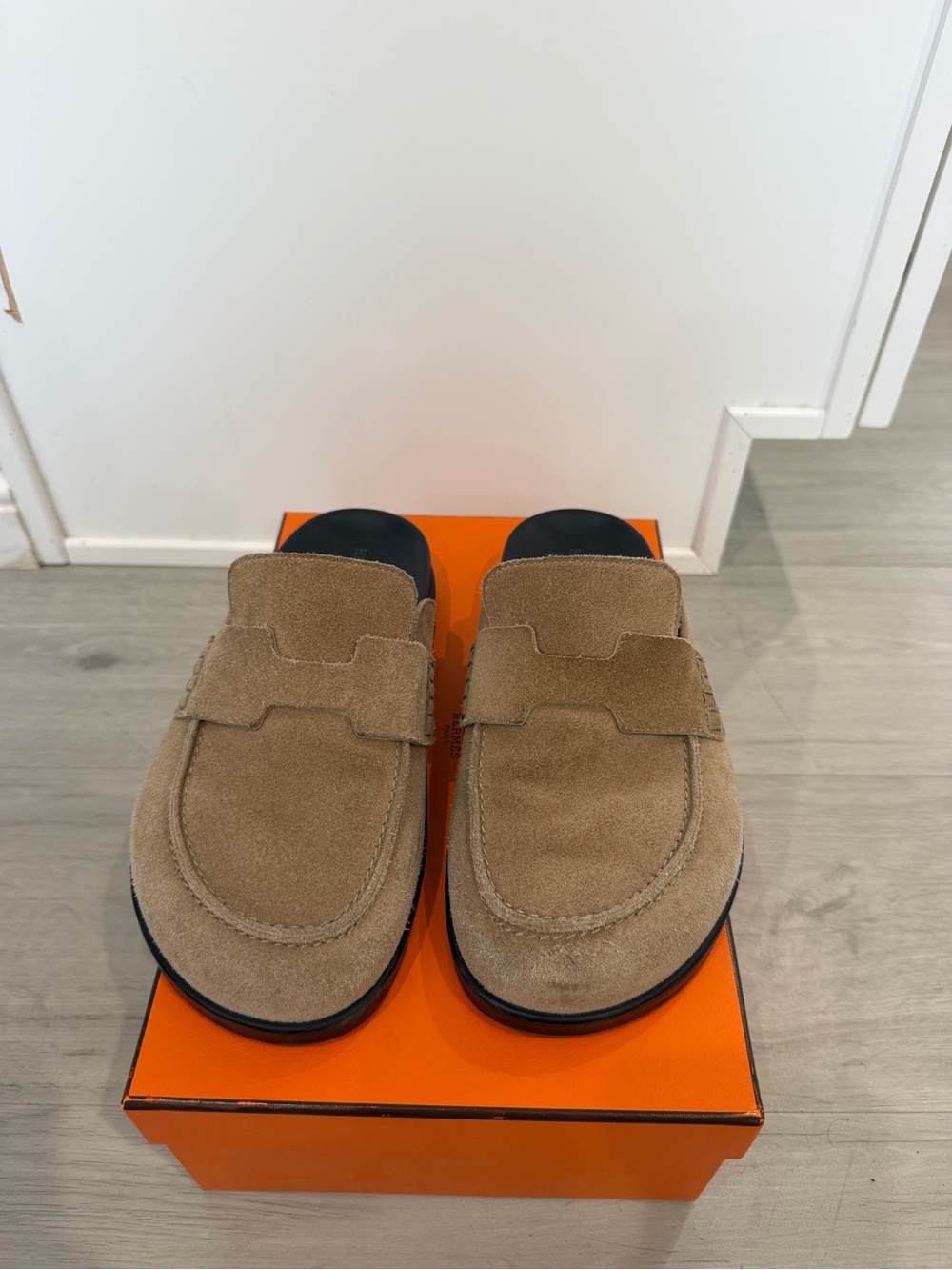 Hermes Beige Suede Go Mules Clogs - Picture 3 of 10